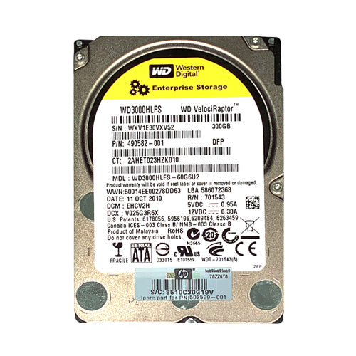 502599-001 HP 300GB 10000RPM SATA 6Gb/s 32MB Cache SFF 3.5-inch Hard Drive with IcePack Heatsink