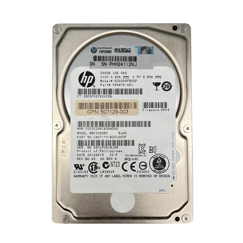 507129-003 HP 300GB 10000RPM SAS 6Gb/s SFF Hot-Pluggable Dual Port 2.5-inch Hard Drive for Gen1 to Gen7 ProLiant Servers
