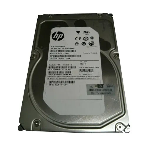 507613-002-RFB - HP 2TB 7200RPM SAS 6Gb/s Hot-Pluggable LFF 3.5-Inch Midline Hard Drive with Smart Carrier for Gen8/9 ProLiant Server