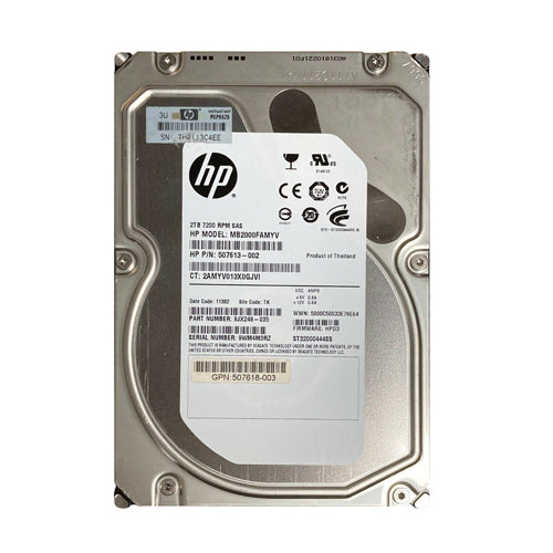 507618-003 HP 2TB 7200RPM SAS 6Gb/s Hot-Pluggable Dual Port LFF 3.5-Inch Midline Hard Drive with Tray