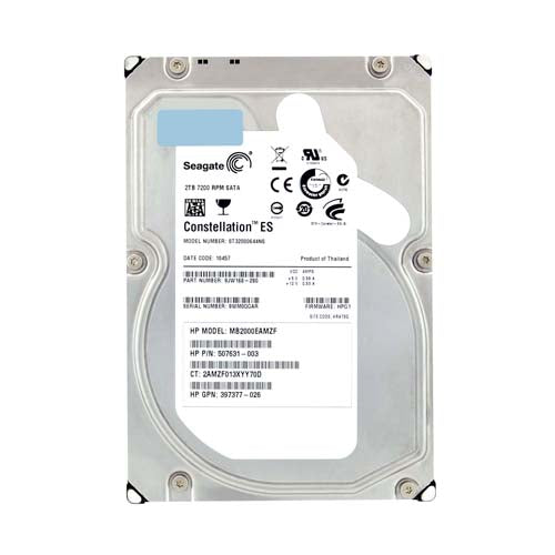 507631-003 HP 2TB 7200RPM SATA 3Gb/s 3.5-Inch Midline Hard Drive for ProLiant Servers And Storage Arrays