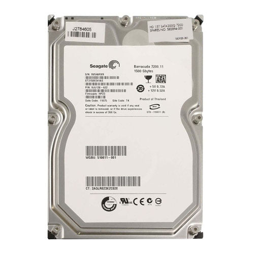 510611-001 HP 1.5TB 7200RPM SATA 3Gb/s 32MB Cache 3.5-Inch Hard Drive