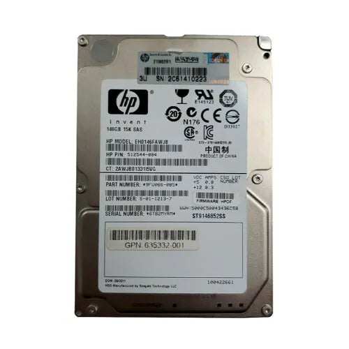 512544-004-1 - HP 146GB 15000RPM SAS 6Gb/s SFF Hot-Pluggable Dual Port 2.5-inch Hard Drive with Tray for Gen1 to Gen7 ProLiant Server
