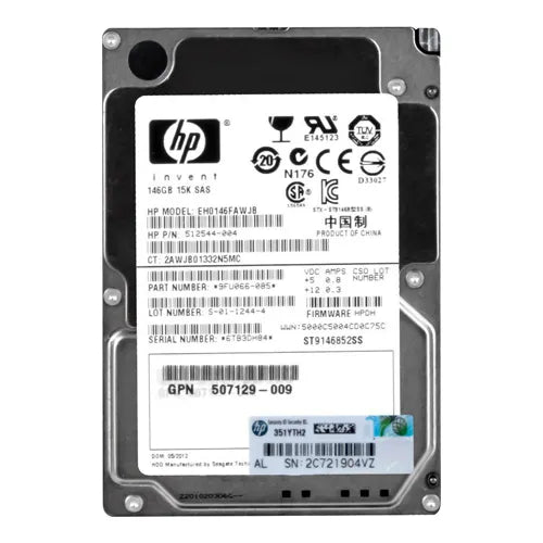 512544-004 HP 146GB 15000RPM SAS 6Gb/s SFF Hot-Pluggable Dual Port 2.5-inch Hard Drive with Tray for Gen1 to Gen7 ProLiant Server