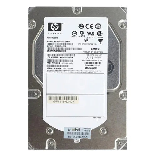 516810-002 HP 450GB 15000RPM SAS 6Gb/s Dual Port Hot Swappable 3.5-Inch Hard Drive