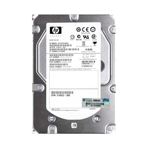 516810-003 HP 600GB 15000RPM SAS 6Gb/s Hot-pluggable 3.5-Inch Enterprise Hard Drive for ProLiant Severs