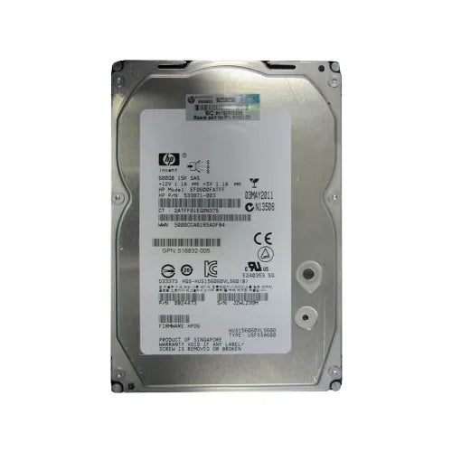 516832-005-GEN - HP 600GB 15000RPM SAS 6Gb/s 64MB Cache Hot-Pluggable Dual Port LFF 3.5-inch Hard Drive with Tray for Gen5/6 ProLiant Server