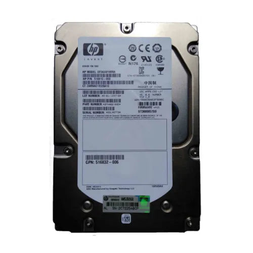 516832-006-GEN - HP 600GB 15000RPM SAS 6Gb/s Hot-Pluggable Dual Port 3.5-inch Hard Drive with Tray