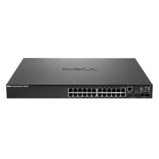 225-0848 - Dell PowerConnect 5524P 24 x Ports PoE + 10/100/1000Base-T 2 x SFP+ Ports Layer3 Managed 1U Rack-mountable Gigabit Ethernet Network Switch