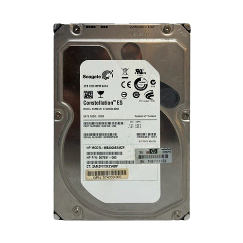 574033-007 HP 2TB 7200RPM SATA 3Gb/s NCQ 32MB Cache 3.5-Inch Midline Hard Drive with Tray