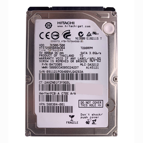 580304-001 HP 500GB 7200RPM SATA 3Gb/s 2.5-inch Hard Drive