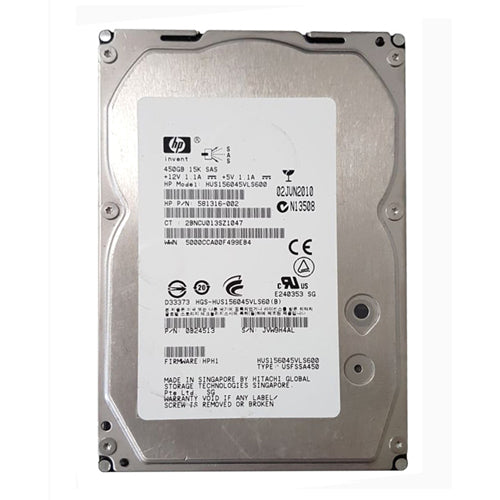 581316-002 HP 450GB 15000RPM SAS 6Gb/s Dual Port Hot Swappable 3.5-Inch Hard Drive