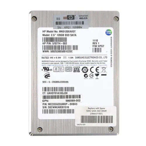 586657-001 HP 120GB SATA 3Gb/s Hot-Pluggable 3.5-Inch Midline Solid State Drive for ProLiant Servers Series