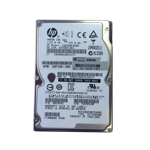 597609-001-RFB - HP 300GB 10000RPM SAS 6Gb/s SFF Hot-Pluggable Dual Port 2.5-inch Hard Drive with Tray for ProLiant BL20p G4