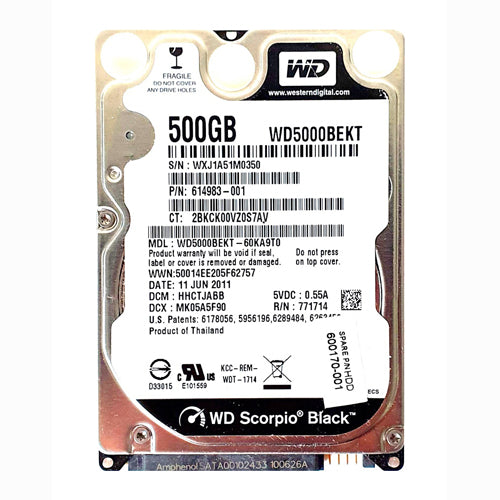 600170-001 HP 500GB 7200RPM SATA 3Gb/s 16MB Cache 2.5-inch Hard Drive