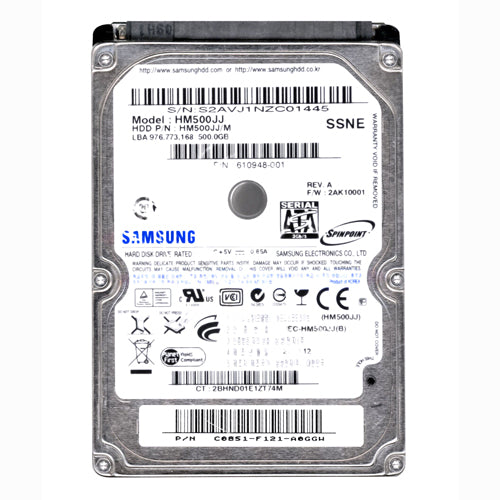 610948-001 HP 500GB 7200RPM SATA 3Gb/s 16MB Cache 2.5-inch Hard Drive
