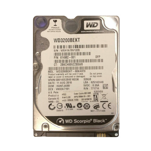 614982-001 HP 320GB 7200RPM SATA 3Gb/s 16MB Cache 2.5-inch Hard Drive