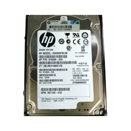 619286-004-RFB - HP 900GB 10000RPM SAS 6Gb/s Hot-Pluggable Dual Port SFF 2.5-inch Enterprise Hard Drive with Smart Carrier for Gen8/9 ProLiant Server/Storage Array