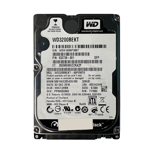 633739-001 HP 320GB 7200RPM SATA 3Gb/s 16MB Cache 2.5-inch Hard Drive