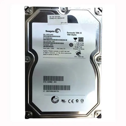 633982-001 HP 1TB 7200RPM SATA 6Gb/s 3.5-Inch Midline Hard Drive