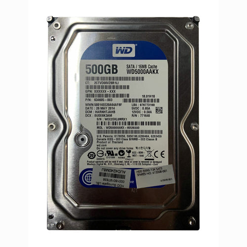634605-003 HP 500GB 7200RPM SATA 6Gb/s 16MB Cache LFF 3.5-inch Hard Drive