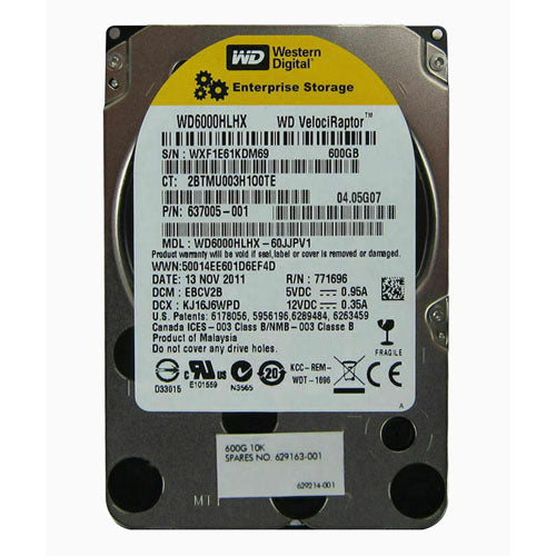 637005-001 HP 600GB 10000RPM SATA 6Gb/s 32MB Cache 3.5-inch Hard Drive