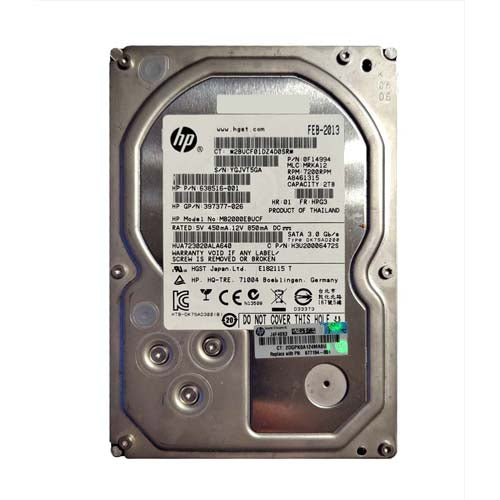 638516-001 HP 2TB 7200RPM SATA 3Gb/s Hot-Swappable 3.5-Inch Midline Hard Drive for ProLiant Servers