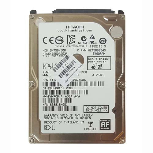 638818-001 HP 500GB 5400RPM SATA 3Gb/s 8MB Cache 2.5-inch Hard Drive