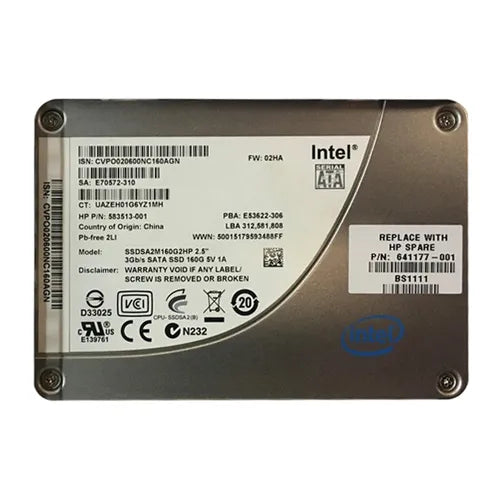 641177-001 HP 160GB Multi-Level Cell SATA 3Gb/s 2.5-Inch Solid State Drive