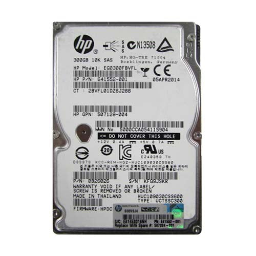 641552-001 HP 300GB 10000RPM SAS 6Gb/s SFF Hot-Pluggable Dual Port 2.5-inch Hard Drive with Smart Carrier for Gen8 to Gen9 ProLiant Servers