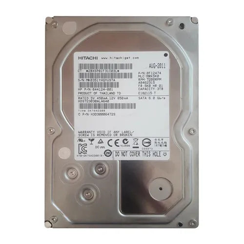 644124-001 HP 3TB 7200RPM SATA 6Gb/s 64MB Cache LFF 3.5-inch Hard Drive with Tray for M6720