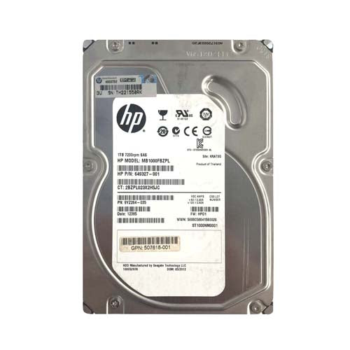 649327-001 HP 1TB 7200RPM SAS 6Gb/s LFF Hot-Pluggable Dual Port 3.5-inch Midline Hard Drive with Tray for Gen1/7 ProLiant Server & Storage Array