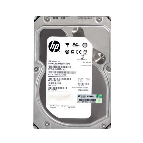 649327-002 HP 2TB 7200RPM SAS 6Gb/s Hot-Pluggable 3.5-Inch Midline Hard Drive with Tray for ProLiant Servers