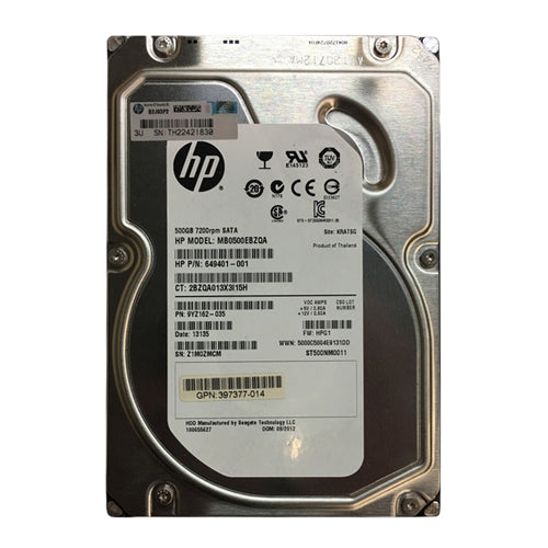 649401-001 HP 500GB 7200RPM SATA 3Gb/s NHP LFF 3.5-inch Midline Hard Drive for ProLiant Server