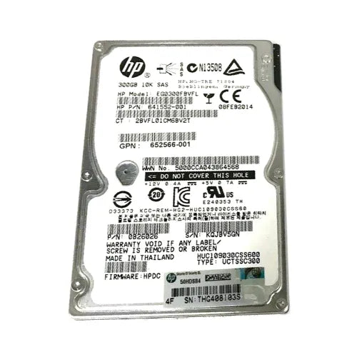 652566-001-GEN - HP 300GB 10000RPM SAS 6Gb/s Hot-Pluggable Dual Port SFF 2.5-inch Hard Drive with Smart Carrier