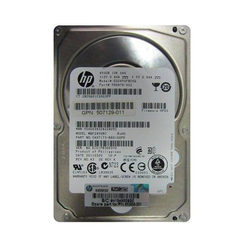 653956-001 HP 450GB 10000RPM SAS 6Gb/s Dual Port Hot Swappable (512n) 2.5-Inch Hard Drive with Smart Carrier for ProLiant Server BL460c Gen9