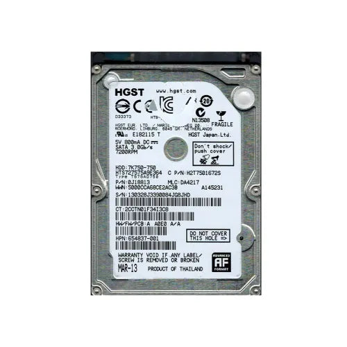 654837-001-GEN - HP 750GB 7200RPM SATA 3Gb/s 16MB Cache 3.5-inch Hard Drive