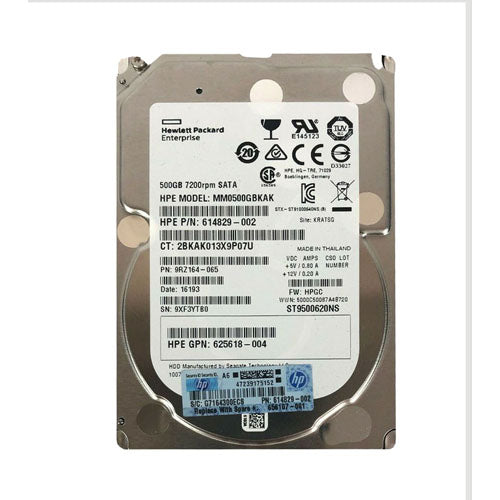 656107-001 HP 500GB 7200RPM SATA 6Gb/s SFF Hot-Pluggable 2.5-inch Midline Hard Drive with Smart Carrier for Gen8 to Gen9 ProLiant Server