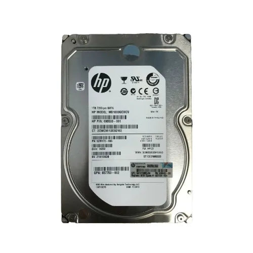 657739-001-NL - HP 1TB 7200RPM SATA 6Gb/s Hot-Pluggable 512n LFF 3.5-inch Midline Hard Drive with Smart Carrier for Gen8/9 ProLiant Server/Storage Array