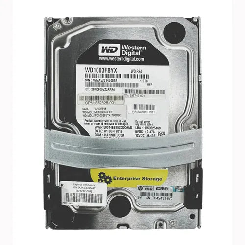 672625-001 HP 1TB 7200RPM SATA 6Gb/s 32MB Cache 3.5-Inch Hard Drive