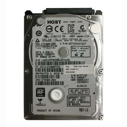 678309-003 HP 500GB 7200RPM SATA 6Gb/s 32MB Cache 2.5-inch Hard Drive