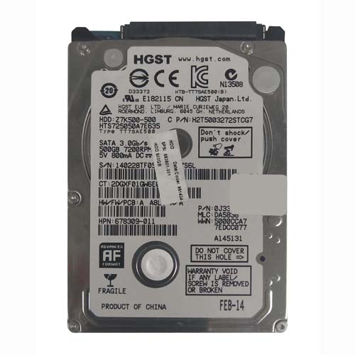 678309-011 HP 500GB 7200RPM SATA 6Gb/s 32MB Cache 2.5-inch Hard Drive