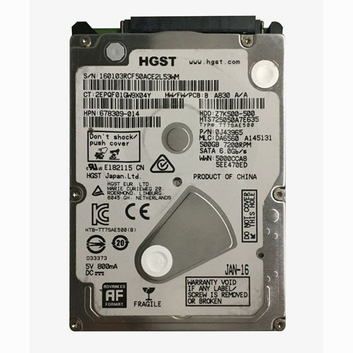 678309-014 HP 500GB 7200RPM SATA 6Gb/s 32MB Cache SFF 2.5-inch Hard Drive
