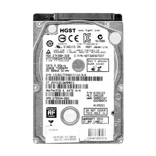 678934-002 HP 320GB 7200RPM SATA 6Gb/s 32MB Cache (512e) 2.5-inch Hard Drive