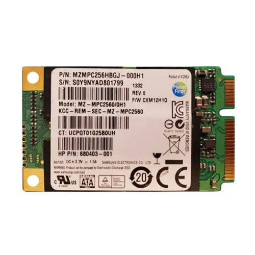 680403-001 HP 256GB Multi-Level Cell SATA 6Gb/s mSATA Solid State Drive