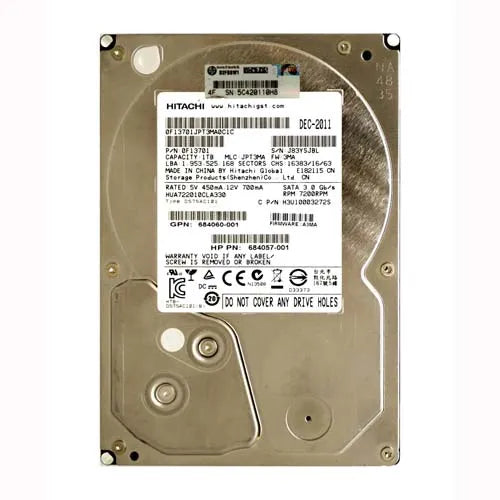 684060-001 HP 1TB 7200RPM SATA 3Gb/s Hot-Pluggable 3.5-Inch Midline Hard Drive