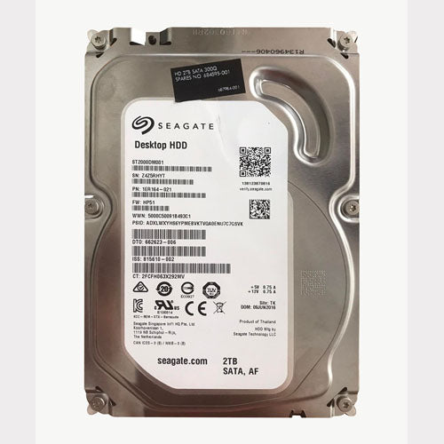 687984-001 HP 2TB 7200RPM SATA 6Gb/s 3.5-inch Midline Hard Drive