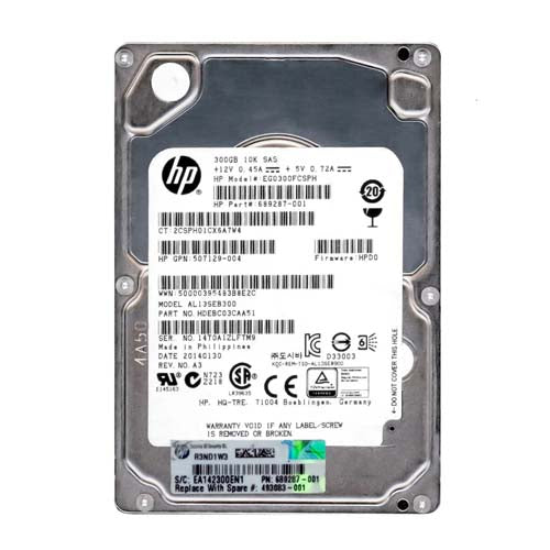 689287-001 HP 300GB 10000RPM SAS 6Gb/s SFF Hot-Pluggable Dual Port 2.5-inch Hard Drive for Gen1 to Gen7 ProLiant Servers
