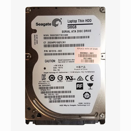 691918-003 HP 500GB 5400RPM SATA 3Gb/s 8MB Cache 2.5-inch Hard Drive
