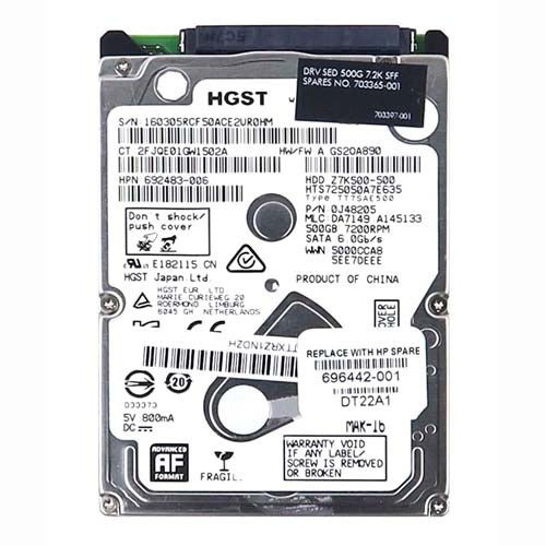 692483-006 HP 500GB 7200RPM SATA 6Gb/s 32MB Cache 2.5-inch Hard Drive
